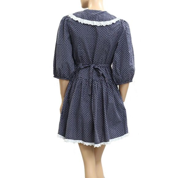 Free People Need To Know Mini Dress Eyelet Lace Printed Puff Sleeve S-6 283063 - Picture 7 of 9